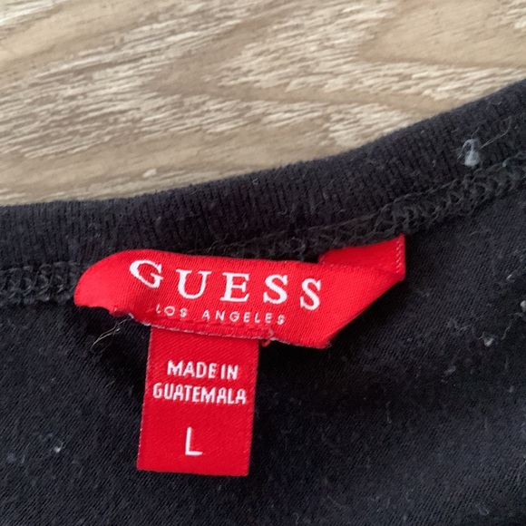 Guess Black Long Sleeve Top with Red Logo - Picture 3 of 5